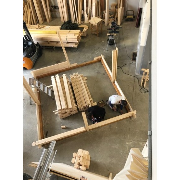 Wooden sliding roof observatory Dome Part Optical model GreenLine MEGA-44 Multitelescopic configuration