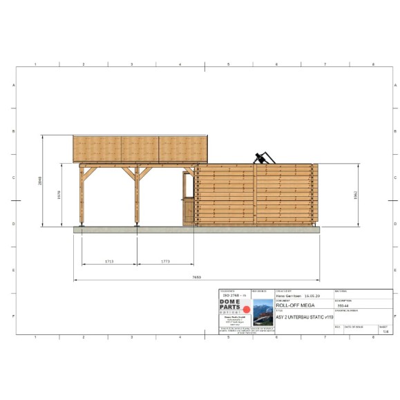 Wooden sliding roof observatory Dome Part Optical model GreenLine MEGA-44 Multitelescopic configuration