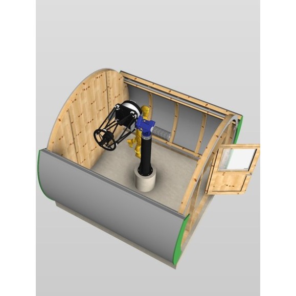 Wooden observatory with Clamshell Dome Part Optical cover model GreenLine RC-33