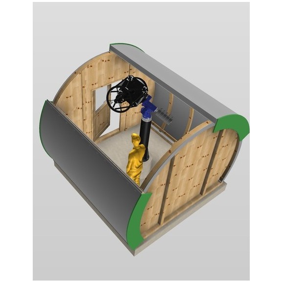 Wooden observatory with Clamshell Dome Part Optical cover model GreenLine RC-33