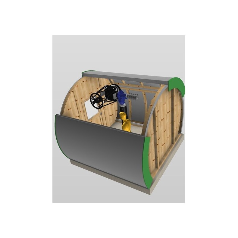 Wooden observatory with Clamshell...