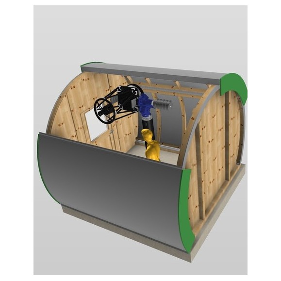Wooden observatory with Clamshell Dome Part Optical cover model GreenLine RC-33