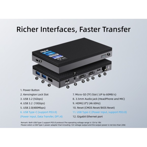 Quieter 4C 16GB/512GB Windows11 PRO Mini PC - MeLE