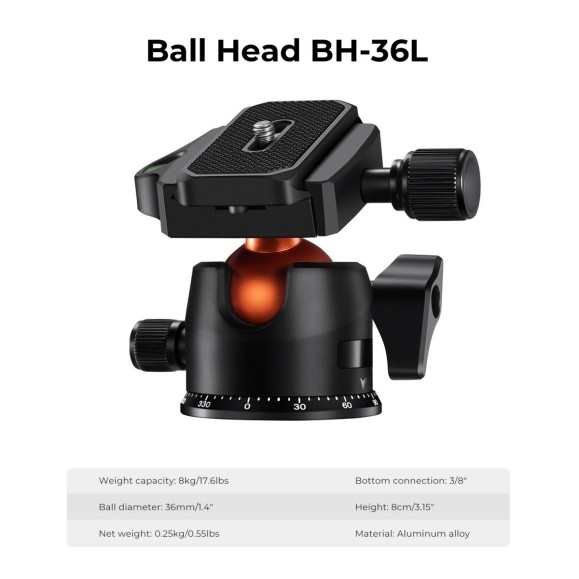 Carbon Fiber Camera Tripod with Ball Head + Release Plate K&F