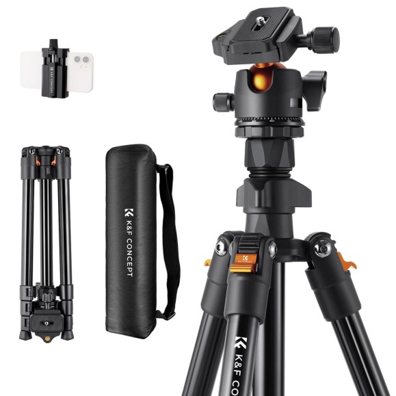 Aluminum Camera Tripod with Ball Head + K&F Phone Holder