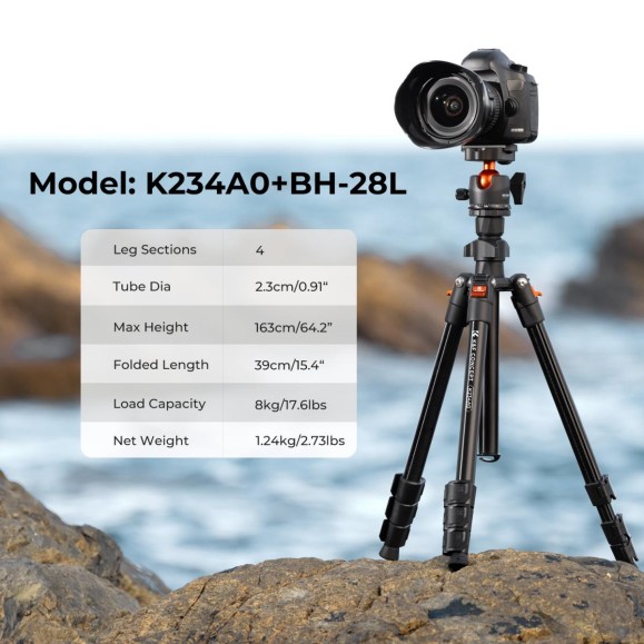 Aluminum Camera Tripod with Ball Head + K&F Phone Holder