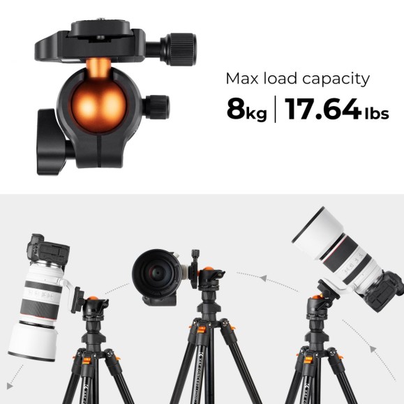Aluminum Camera Tripod with Ball Head + K&F Phone Holder