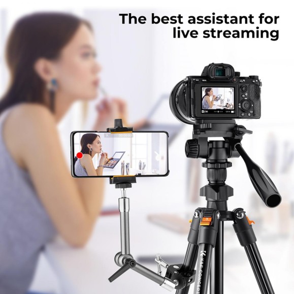 Lightweight Aluminum Tripod for Photography and Live Broadcasting + K&F Video Head + K&F Video Head