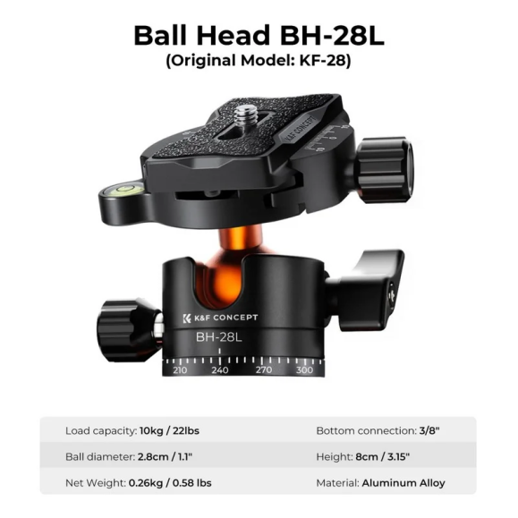 Tripod/Monopod K254A3 ALUMINIUM + Ball Head BH-28L K&F
