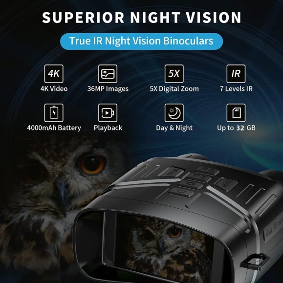 K&F 4K Night Vision Binoculars with 3 Inches Screen