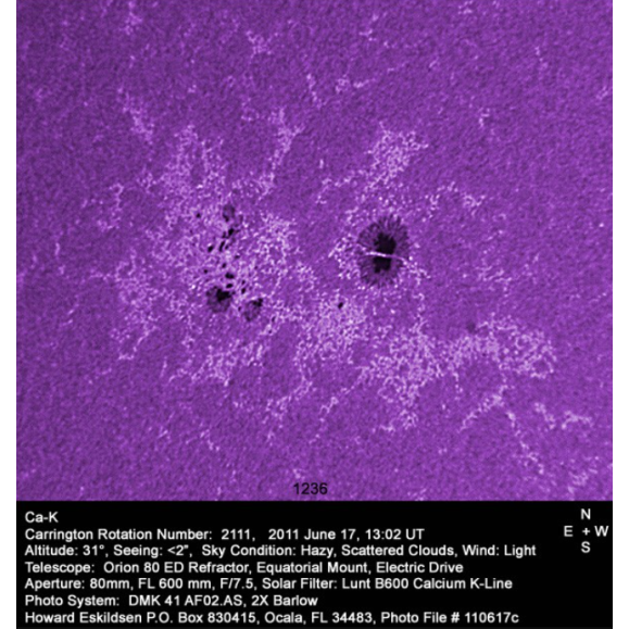 Ca-K LUNT LS18CaKMDs2 filter on extension cylinder