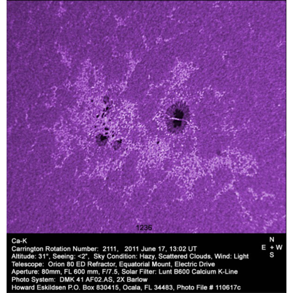 Ca-K LUNT LS6CaKMDs2 filter on extension cylinder