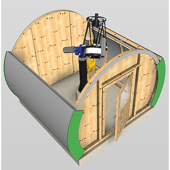 Wooden observatory with Clamshell Dome Part Optical cover model GreenLine RC-33