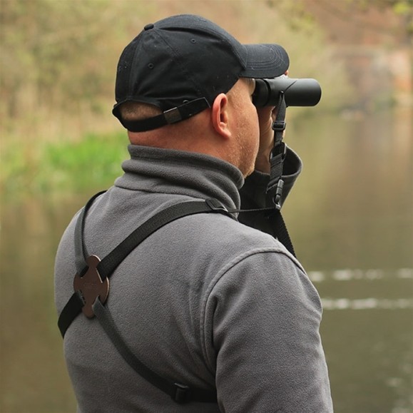 OPTICRON 25 mm nylon and leather harness with quick-release system for binoculars