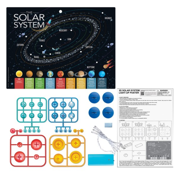 Kidz Labs Solar System 3D Poster with Lights 4M