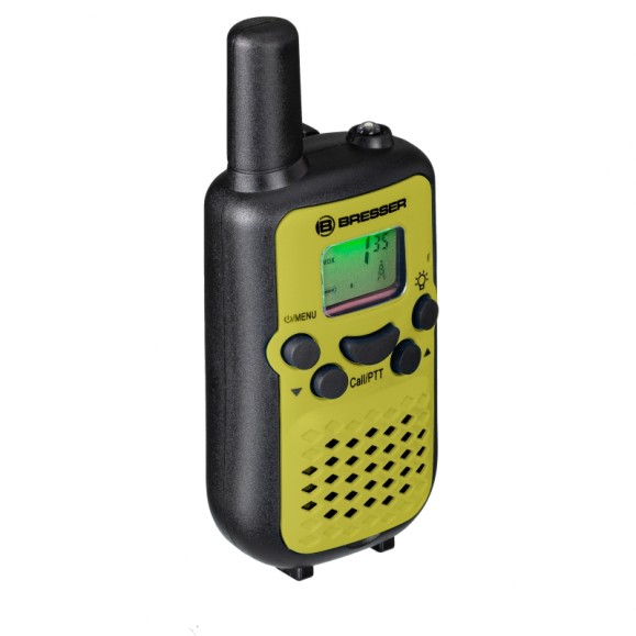Set of 2 BRESSER JUNIOR walkie-talkies with long range up to 6 km and lime color hands-free function
