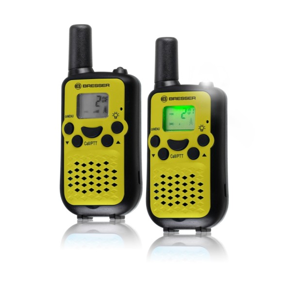 Set of 2 BRESSER JUNIOR walkie-talkies with long range up to 6 km and lime color hands-free function