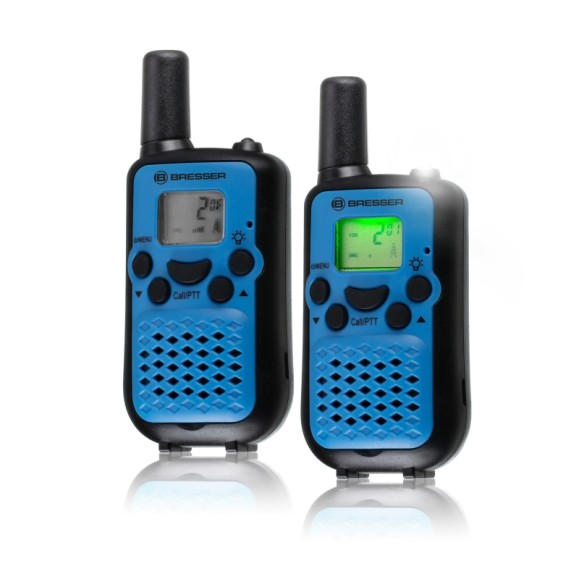 Set of 2 BRESSER JUNIOR walkie-talkies with long range up to 6 km and hands-free function blue color