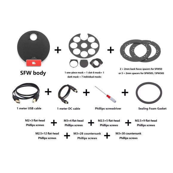 Snowflake 8 x 36mm WandererAstro low profile filter wheel