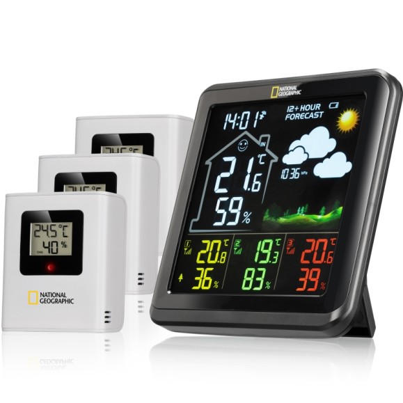 NATIONAL GEOGRAPHIC VA color LCD weather station including 3 sensors