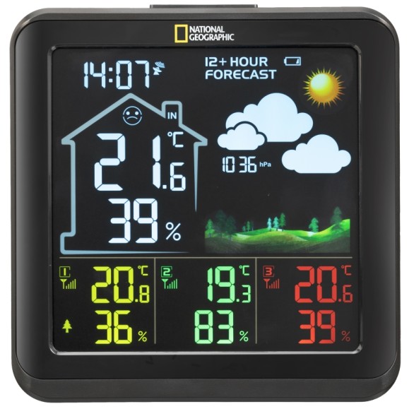 NATIONAL GEOGRAPHIC VA color LCD weather station including 3 sensors